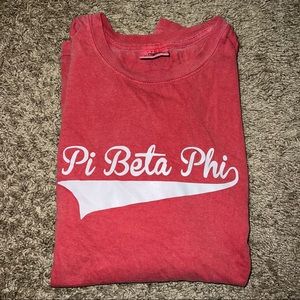 Pi Beta Phi Baseball Style Sorority Shirt - Comfort Colors -- Red, Vintage